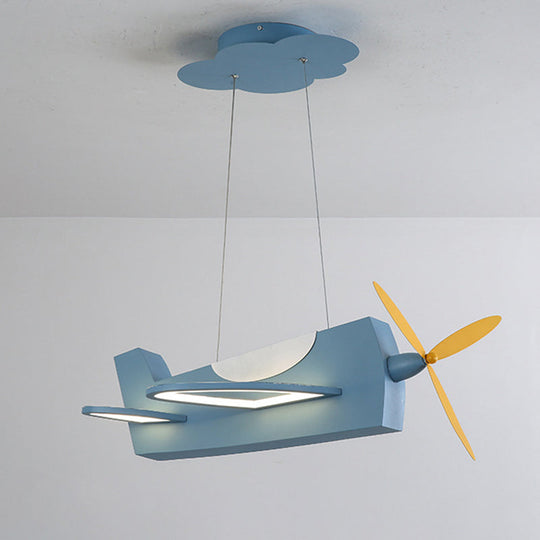 Creative Metal Led Classroom Pendant Light With Propeller Plane Design - Perfect For Kids