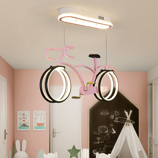 Led Bicycle Pendant Chandelier - Acrylic Kids Bedroom Light Fixture