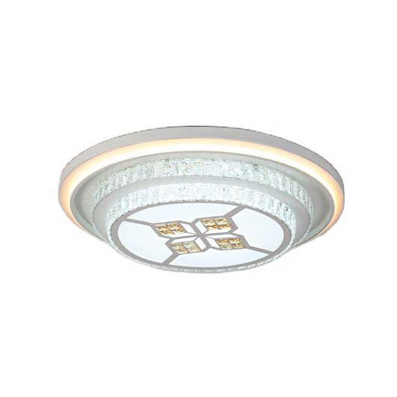 White Crystal Flush Mount LED Ceiling Light Fixture for Living Room