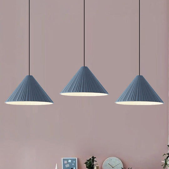 Nordic Style Cone Pendant Light - 1 Head Resin Hanging For Cafe Or Restaurant Blue / 8