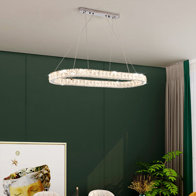 Chrome LED Crystal Chandelier Pendant for Minimalist Dining Rooms