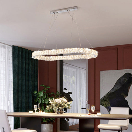 Chrome LED Crystal Chandelier Pendant for Minimalist Dining Rooms