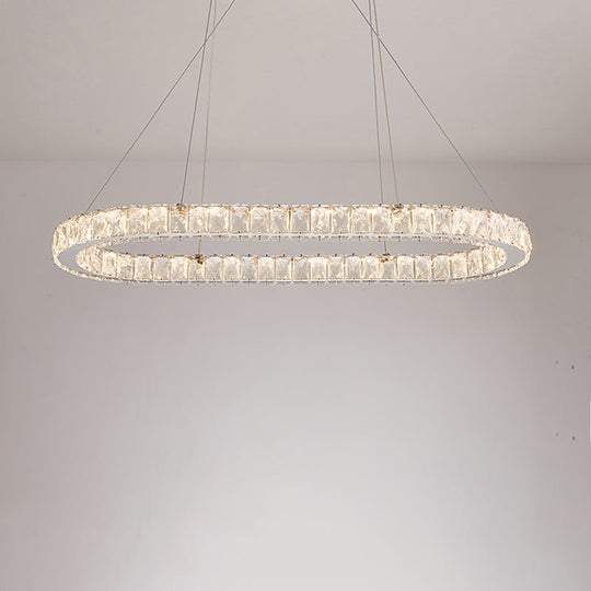 Chrome LED Crystal Chandelier Pendant for Minimalist Dining Rooms