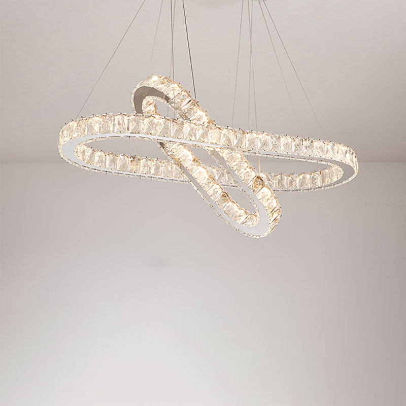 Chrome LED Crystal Chandelier Pendant for Minimalist Dining Rooms