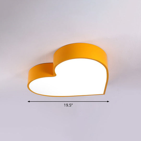 Romantic Loving Heart Flush Mount Ceiling Light - Acrylic Cartoon Design, LED - Ideal for bedrooms