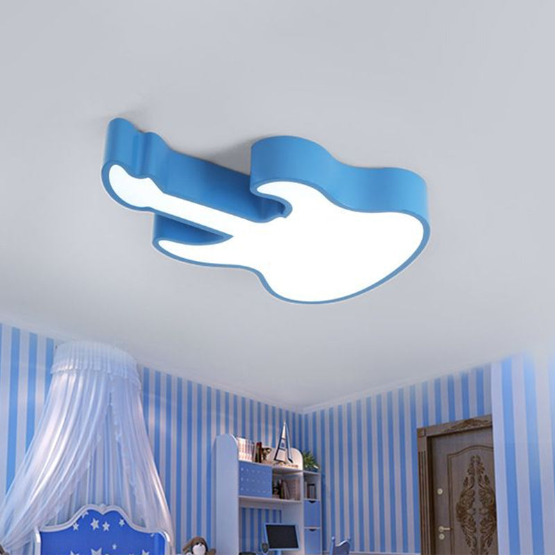 Kids Acrylic Guitar Flush Ceiling Light - LED Flush Mount Fixture for Classrooms