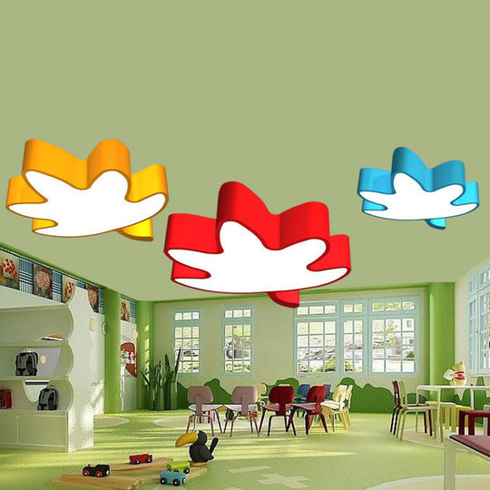 Acrylic Maple Leaf Shaped Cartoon LED Flush Mount Light for Kindergarten Ceiling