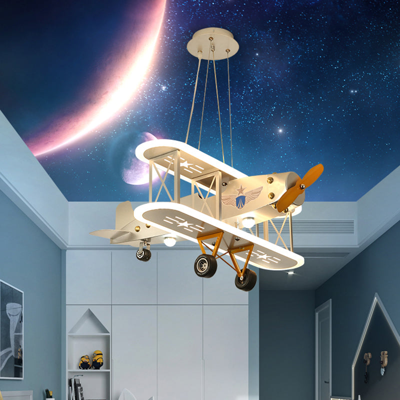 Biplane Led Chandelier: Creative Acrylic Suspension Light For Boys Room