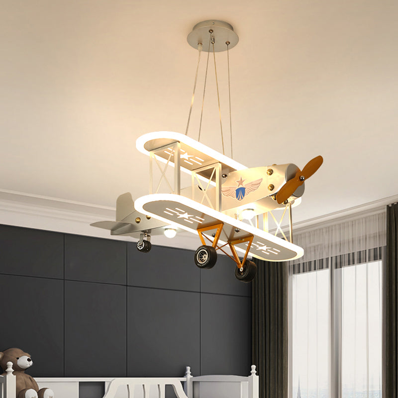 Biplane Led Chandelier: Creative Acrylic Suspension Light For Boys Room