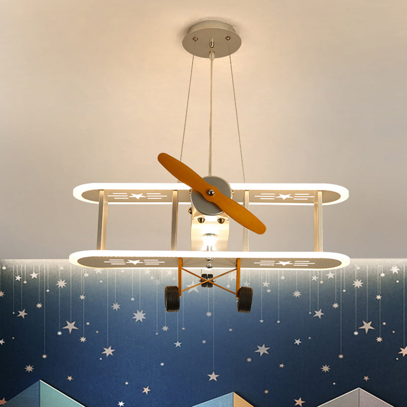 Biplane Led Chandelier: Creative Acrylic Suspension Light For Boys Room