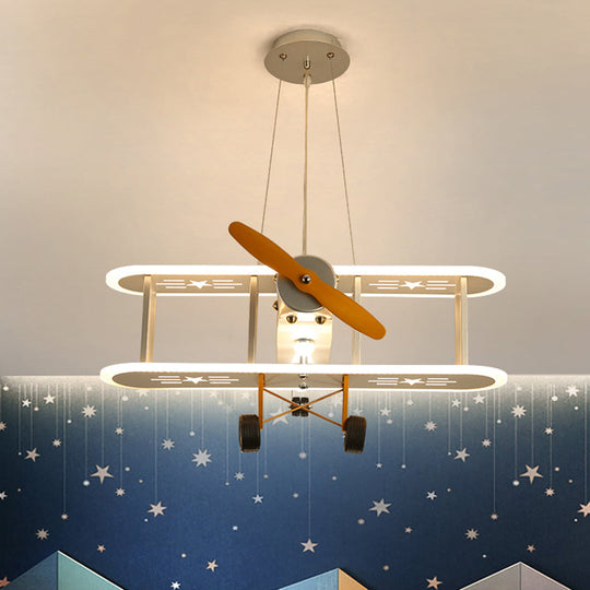 Biplane Led Chandelier: Creative Acrylic Suspension Light For Boys Room