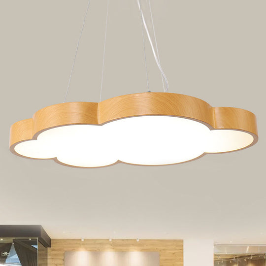 Beige Slim Acrylic Cloud Pendant Light For Kids Game Room