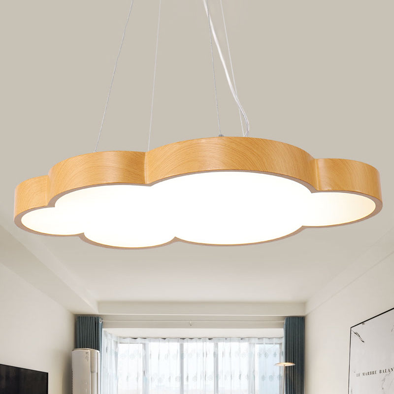 Beige Slim Acrylic Cloud Pendant Light For Kids Game Room