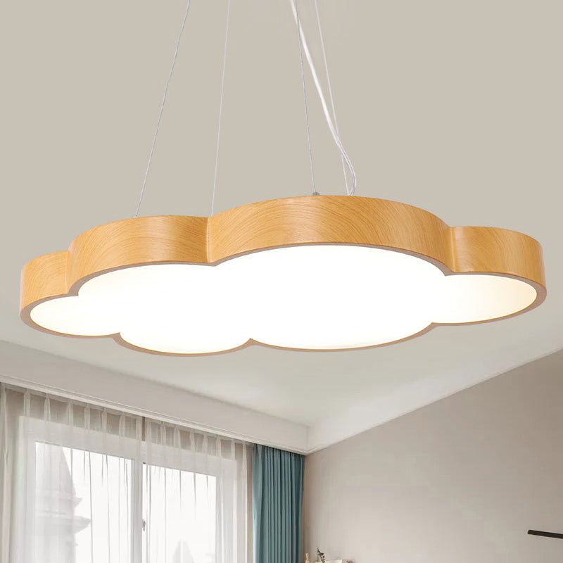 Beige Slim Acrylic Cloud Pendant Light For Kids Game Room