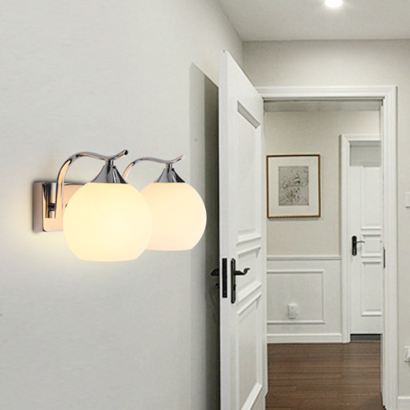 Simple Satin Opal Glass Wall Sconce Light Fixture For Corridor Mounting