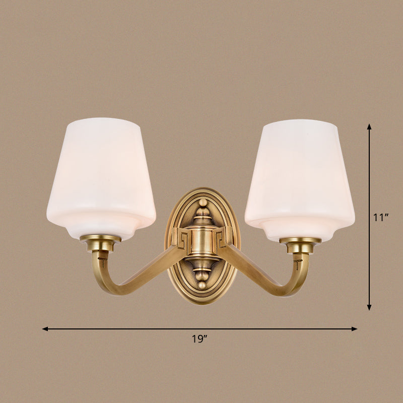 Minimalistic Opaline Glass Wall Sconce: Golden Bedside Lamp Fixture 2 / Gold