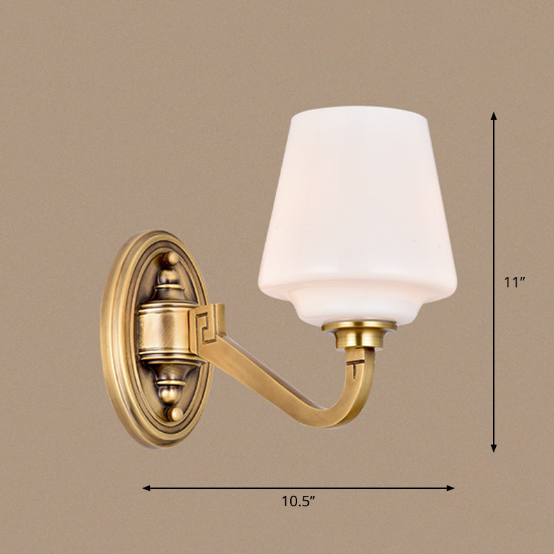 Minimalistic Opaline Glass Wall Sconce: Golden Bedside Lamp Fixture 1 / Gold