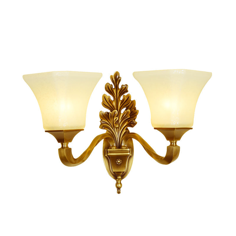 Antique Style Wall Sconce - Milk Glass With Gold Finish Pagoda Shape Perfect For Corridor Lighting