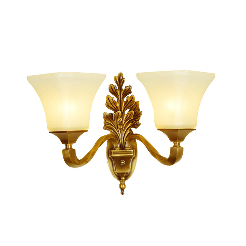 Antique Style Wall Sconce - Milk Glass With Gold Finish Pagoda Shape Perfect For Corridor Lighting 2