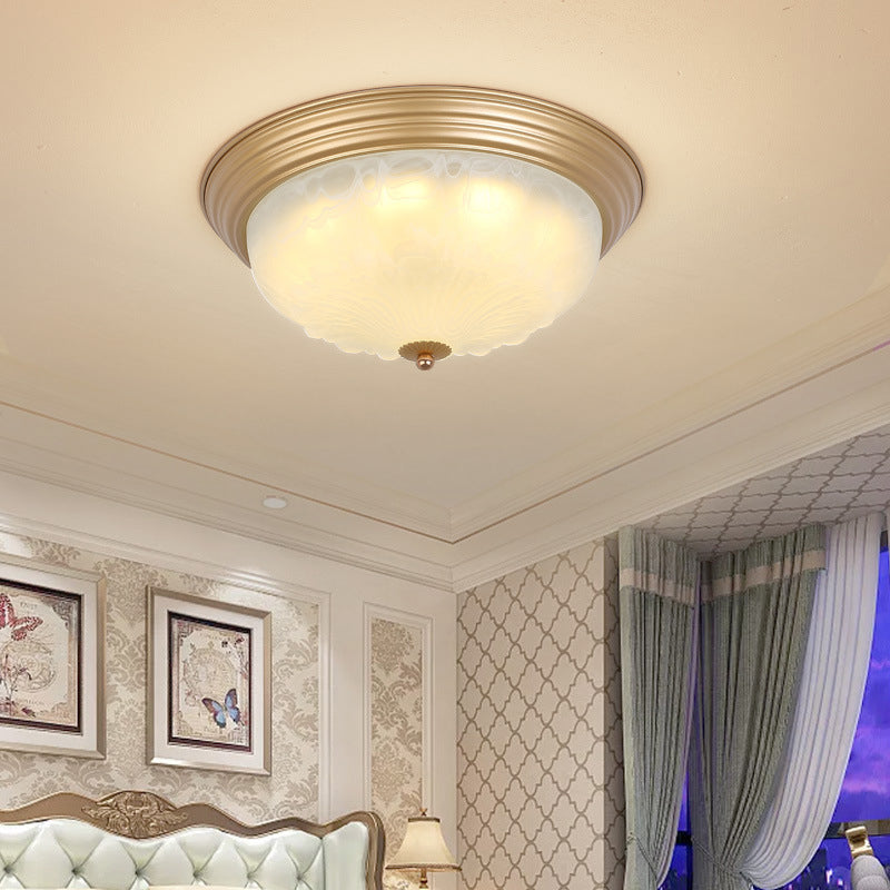 3-Light Frosted Glass Flush Ceiling Light - Colonial Dome Style Ideal For Bedroom Flushmount