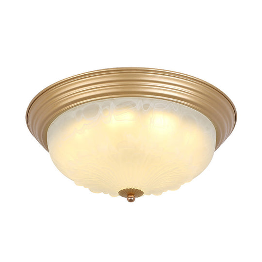 3-Light Frosted Glass Flush Ceiling Light - Colonial Dome Style Ideal For Bedroom Flushmount