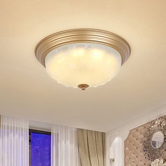 3-Light Frosted Glass Flush Ceiling Light - Colonial Dome Style - Ideal for Bedroom Flushmount Lighting