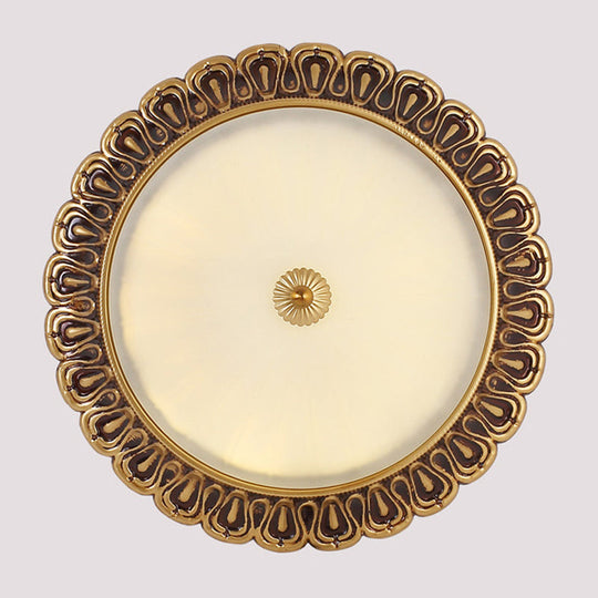 3-Light Frosted Glass Flush Ceiling Light - Colonial Dome Style Ideal For Bedroom Flushmount