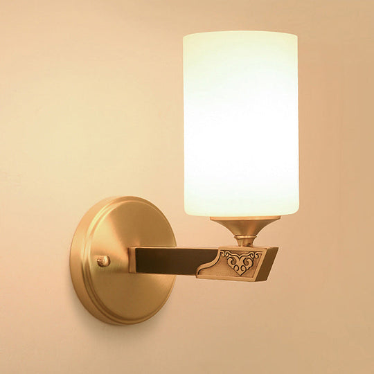 Minimalist Gold Glass Wall Sconce With Single Bulb For Foyer