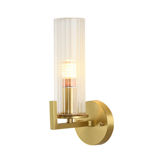 Minimalist Gold Glass Wall Sconce With Single Bulb For Foyer