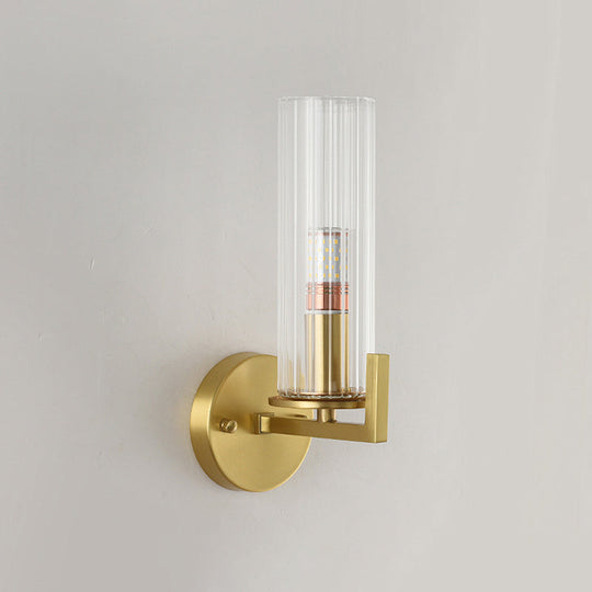 Minimalist Gold Glass Wall Sconce With Single Bulb For Foyer