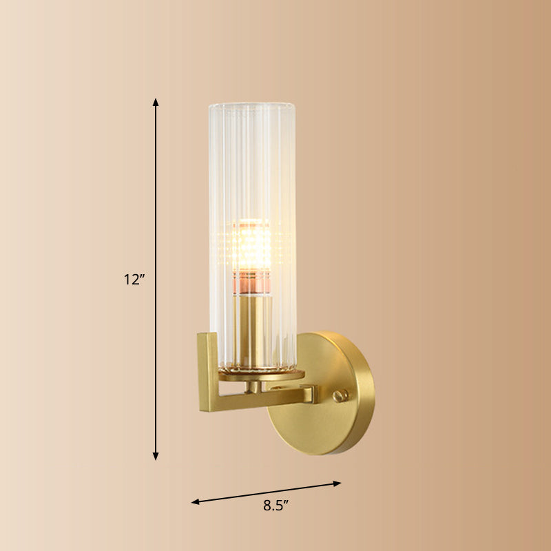 Minimalist Gold Glass Wall Sconce With Single Bulb For Foyer