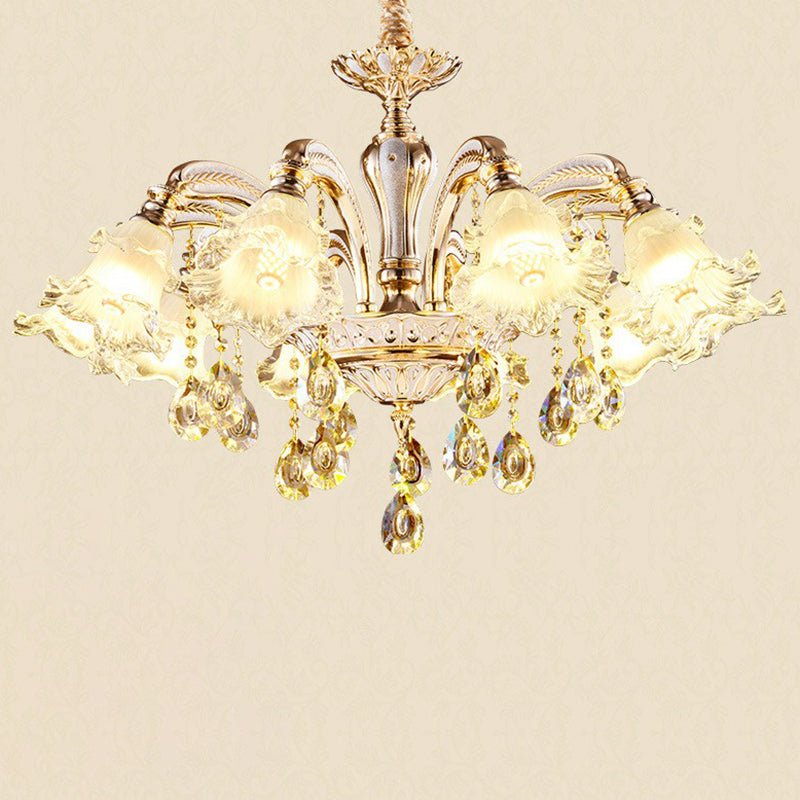 Transitional Ruffled Glass Chandelier Light For Living Room - Hanging Ceiling Fixture 10 / Silver