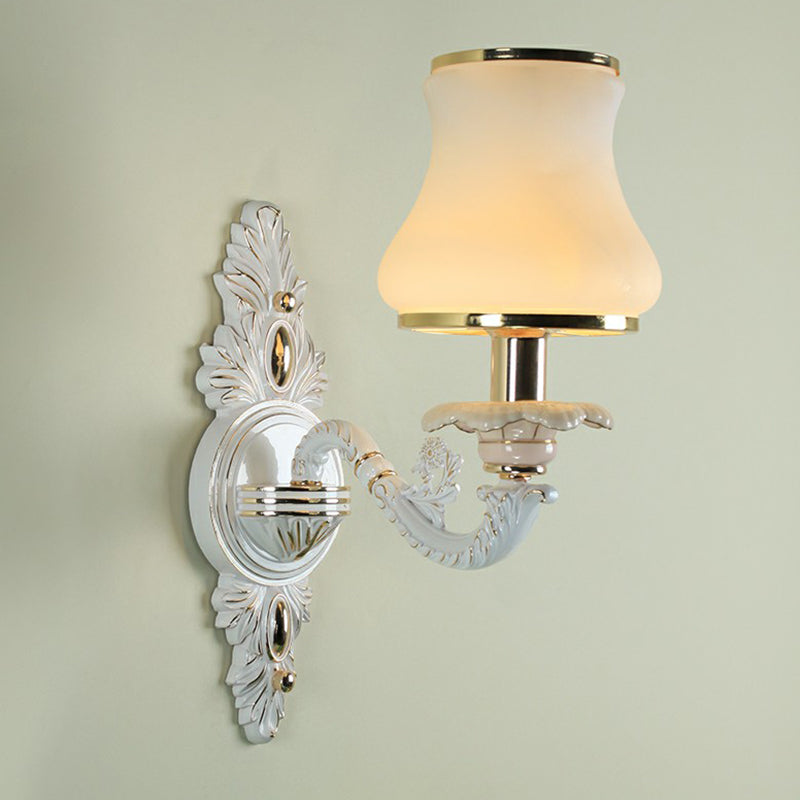 Vintage Metal Wall Lamp With Candle Style And Lampshade For Bedroom 1 / White