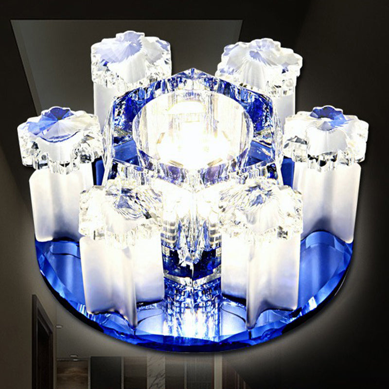 Crystal Block LED Hallway Flush-Mount Light Fixture - Modernism Floral Ceiling Flush Light