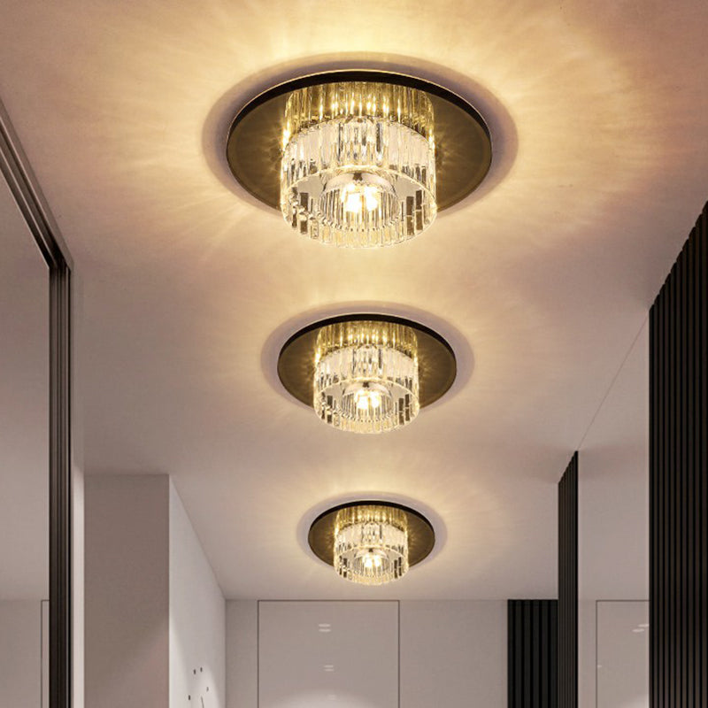 Modern LED Crystal Flush Mount Ceiling Light for Corridors