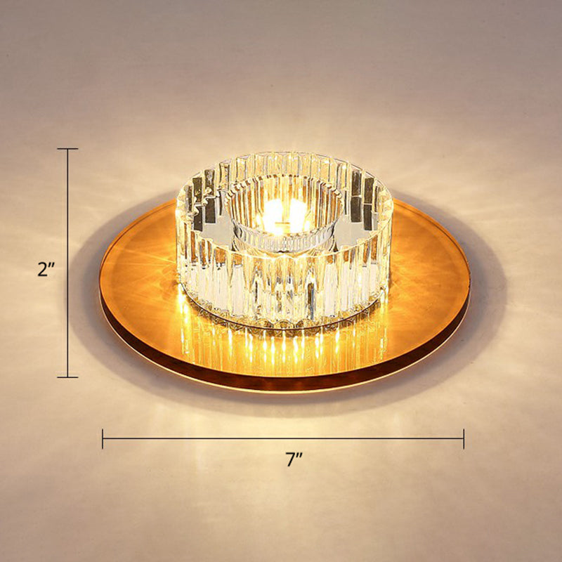 Modern Led Crystal Flush Mount Ceiling Light For Corridors Gold / Warm