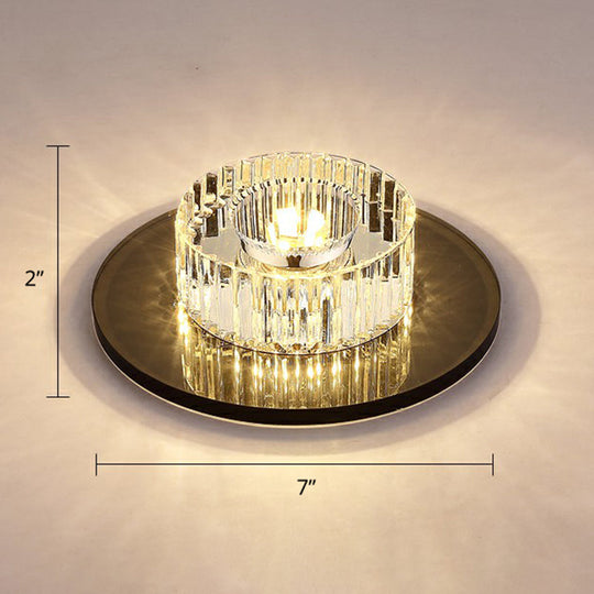 Modern Led Crystal Flush Mount Ceiling Light For Corridors Black / Warm