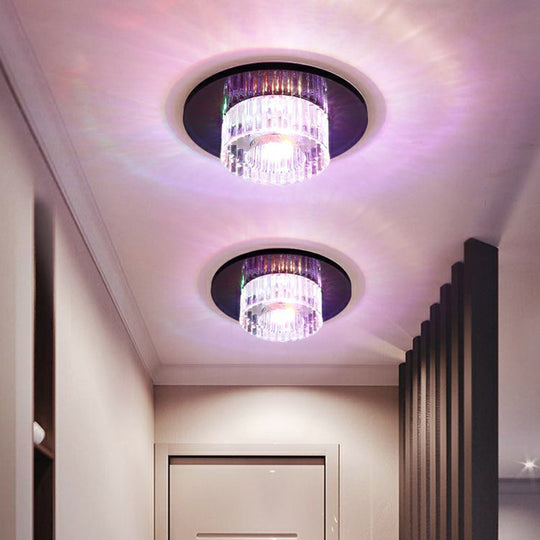 Modern LED Crystal Flush Mount Ceiling Light for Corridors