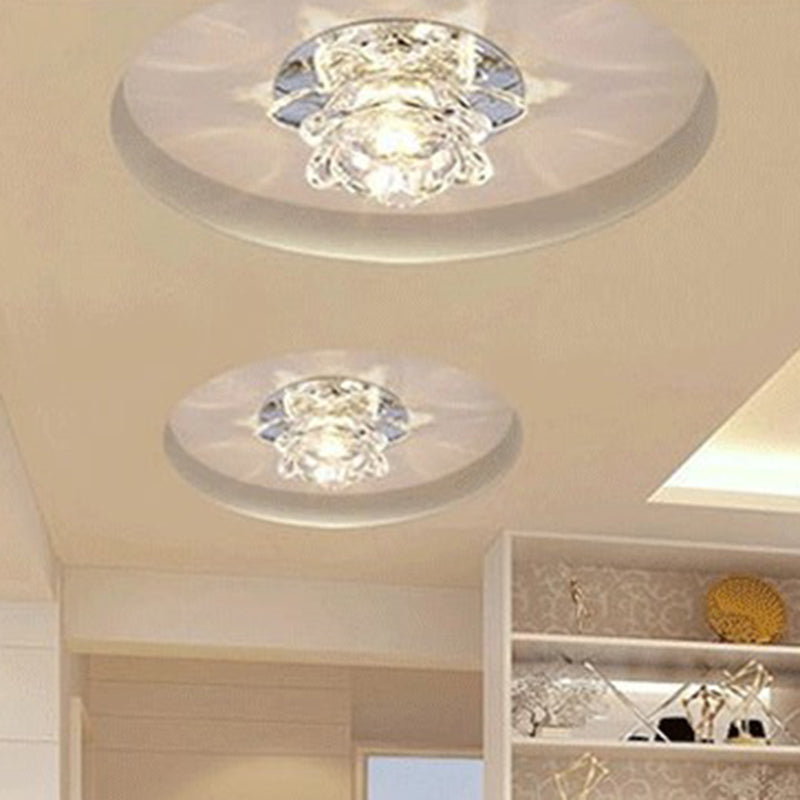 Modern Crystal Lotus LED Ceiling Flushmount Light - Clear & Stylish for Living Room