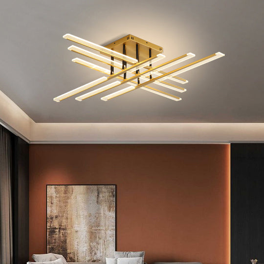 Acrylic Sticks Led Ceiling Light Fixture - Nordic Gold Semi Flush Mount For Bedroom