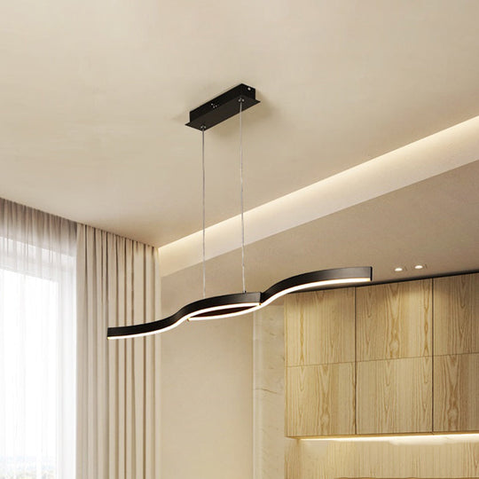 Contemporary Wavy Island Lighting: Modern Led Hanging Light For Dining Room