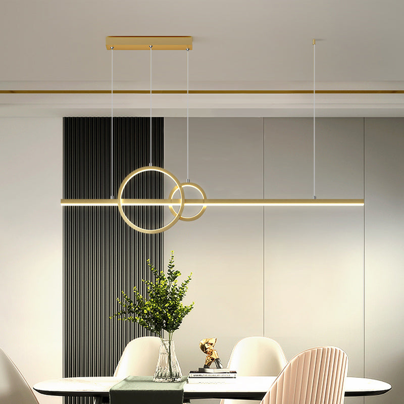 Led Circle And Line Suspension Lamp For Restaurants - Simple Stylish Metal Light Fixture Gold / Warm