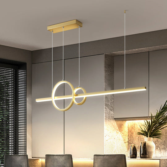 Led Circle And Line Suspension Lamp For Restaurants - Simple Stylish Metal Light Fixture