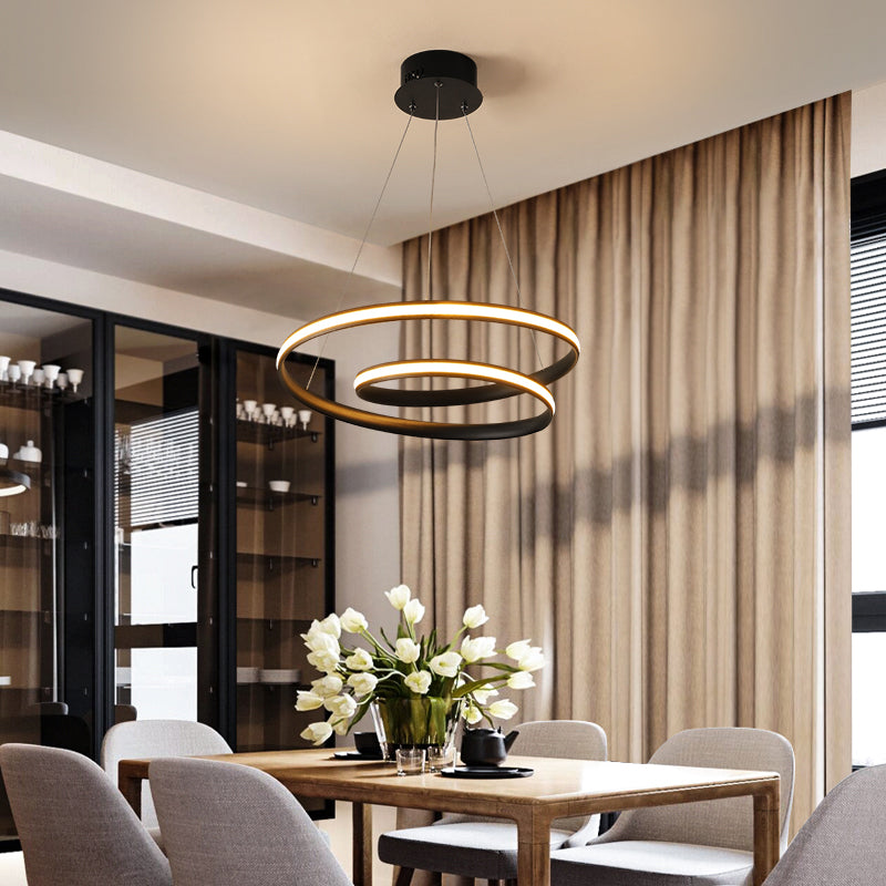 Art Deco Led Chandelier: Acrylic Swirl Suspension Light For Restaurants