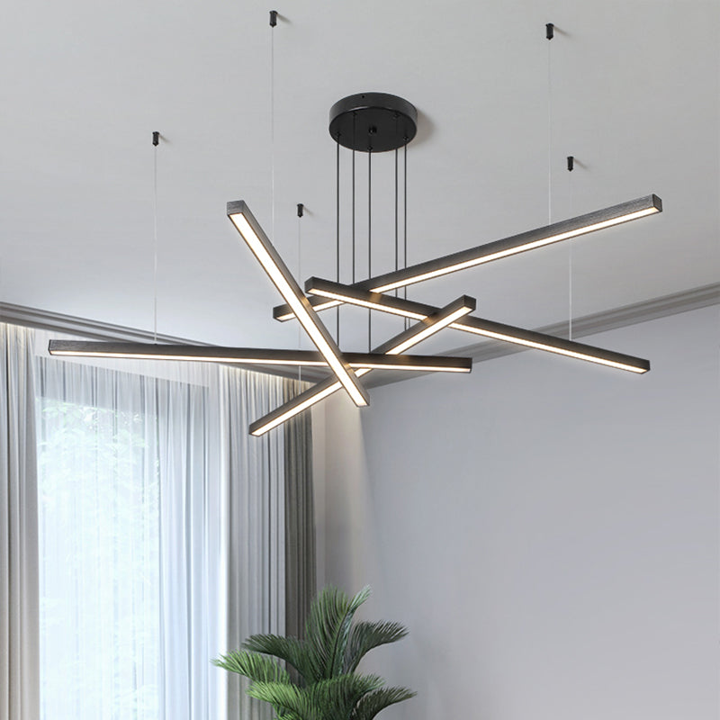 Adjustable Metal Line Art LED Pendant Lamp for Minimalist Bedroom Ceiling