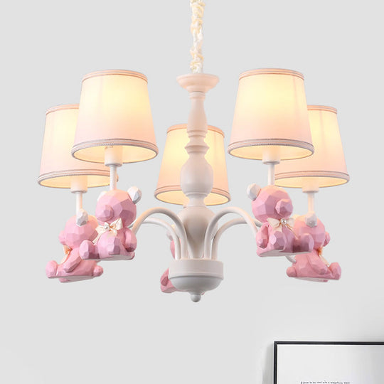 Chic Bear Hanging Ceiling Lamp - Metal And Resin Chandelier For Living Room