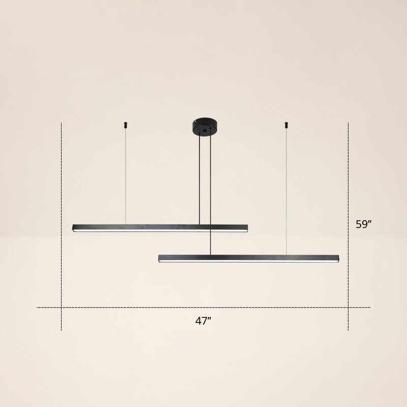 Adjustable Line Art Pendant Lamp: Minimalist Metal Led Chandelier For Bedroom Ceiling 2 / Black