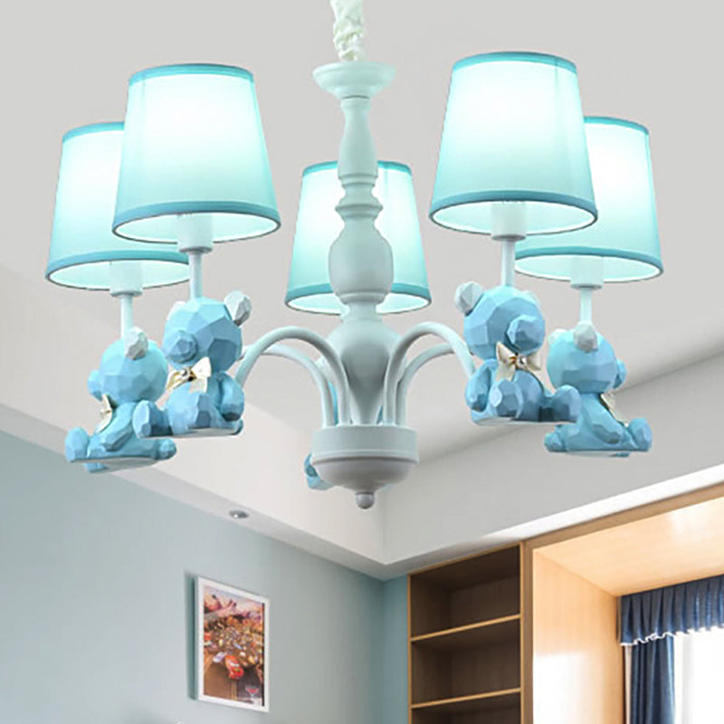 Chic Bear Hanging Ceiling Lamp - Metal And Resin Chandelier For Living Room