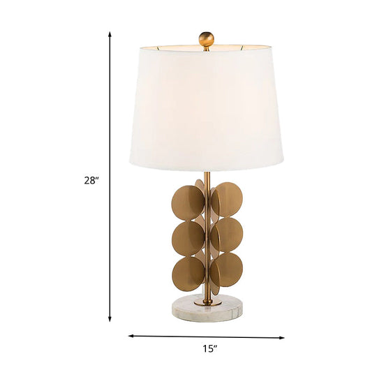 Small Brass Desk Lamp With Circle Metal Base - 1 Head Reading Light In Traditional Style White