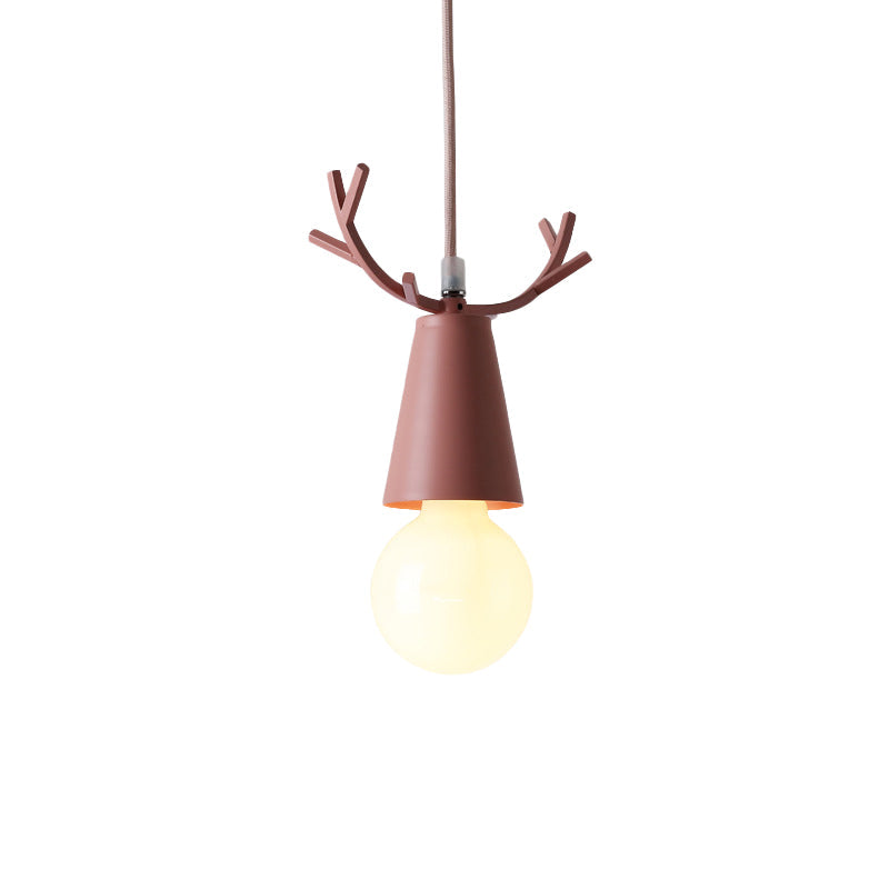 Nordic Style Pendant Light With Adjustable Ball Ceiling Fixture And Antler Decoration For Bedroom Or